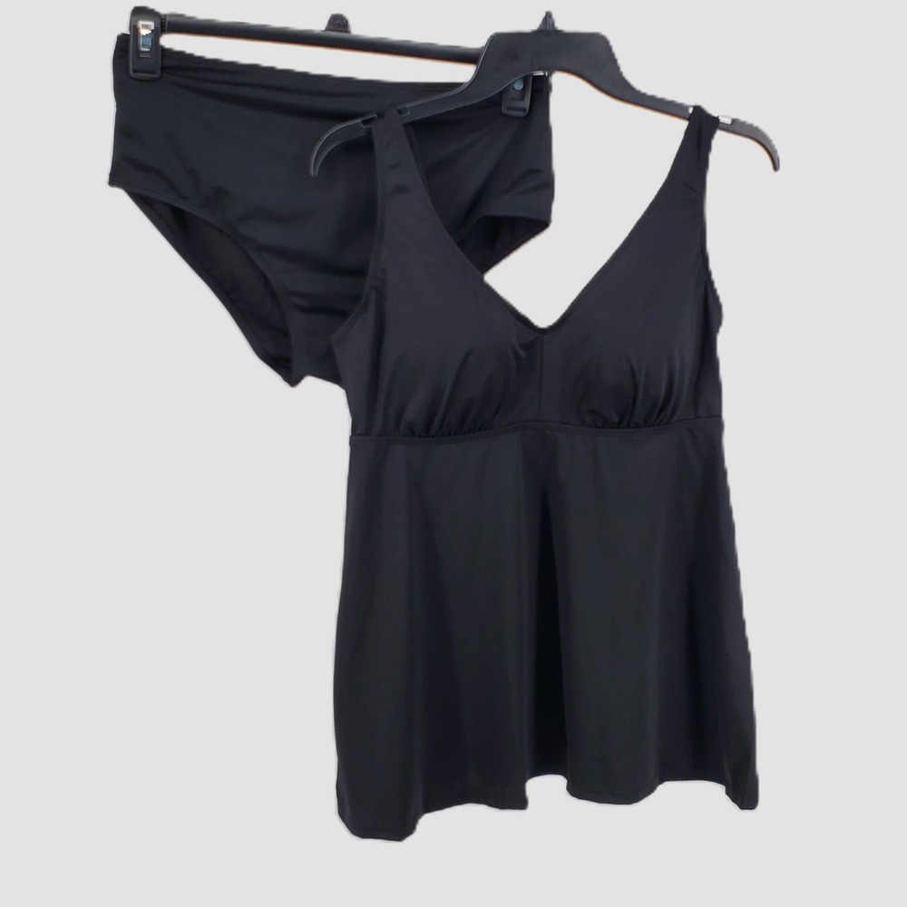 Kim Gravel x Swimsuits For All Womens 12 Black 2 Piece Tankini Set High Waist